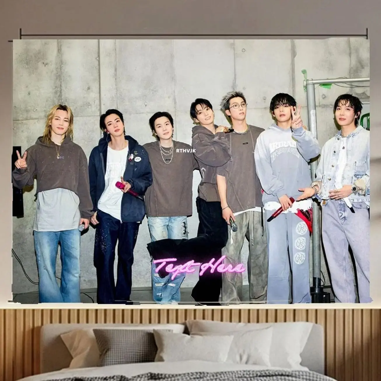 Bangtan Hanging Tapestry | Bantan Boys | Personalized Wall Art | Polyester Fabric | Ship Flag Banner