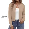 Women's Cropped Viscose Knit Cardigan Sweater - Button-Down Crew Neck, Breathable Lightweight Fabric, Cute 2026 Trendy Fall Spring Top for Casual Office Layering & Business Dressy Outfits