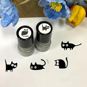 Cute Cartoon Cat Pattern Stamps Set of 4, Fun Animal Design Rubber Seals, Perfect for Scrapbooking and DIY Projects