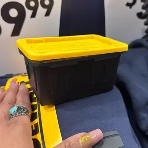Mini Tote - Black with Yellow Lid for Storage and Organization