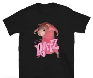 Ratz Shirt, Y2K Rat T-Shirt, Pink Aesthetic Rat Tee, Women's Casual Top, Multiple Colors Available, "Ratz" Graphic Tee, Funny Rat Meme T-Shirt, Coquette Style Rat Shirt,  Casual Top, Angel Halo Rat Tee