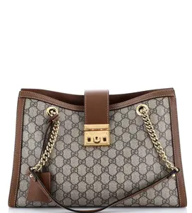 Pre-owned GUCCI Leather Crossbody Bags GG Logo Supreme Large Padlock Chain Tote Crossbody Bag