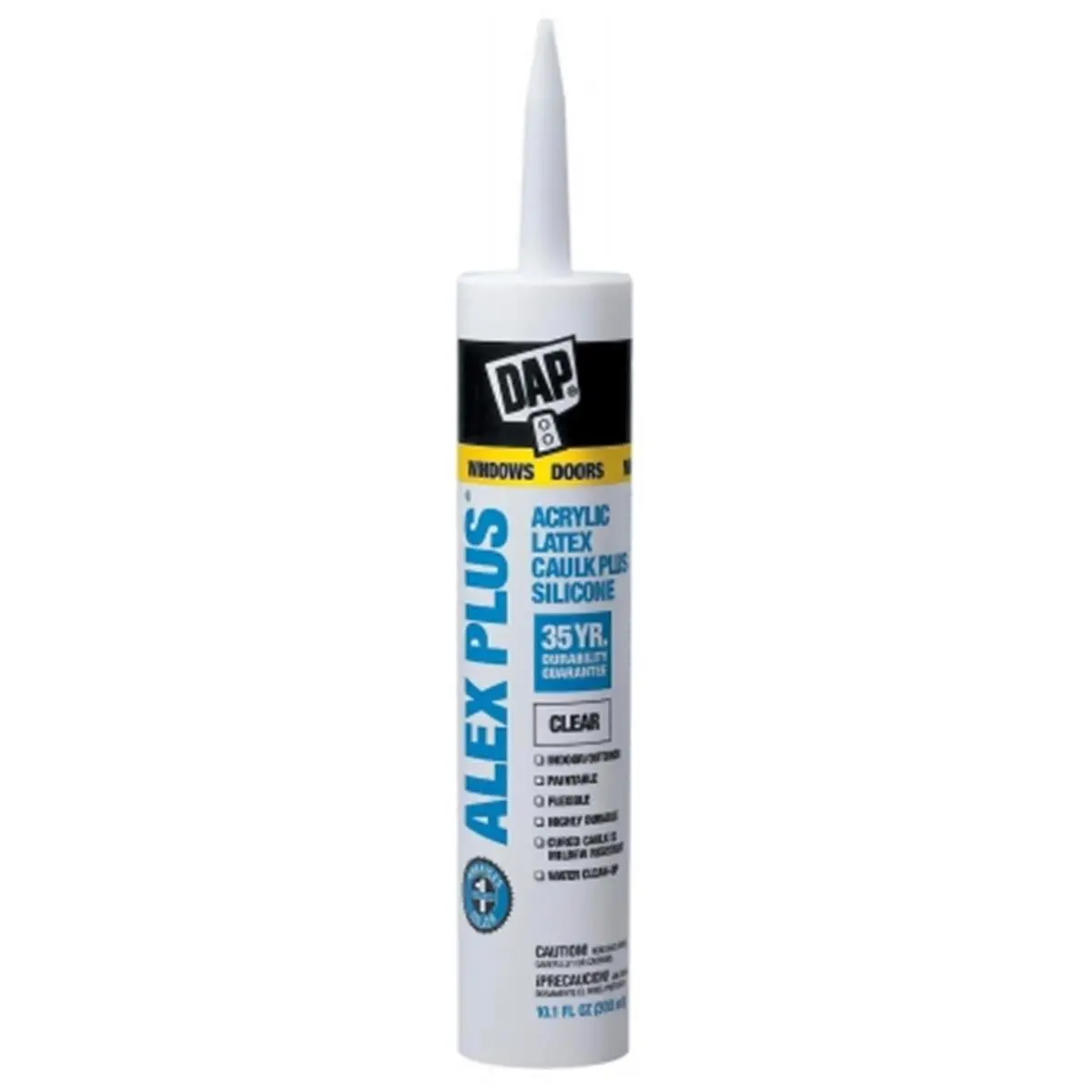 Dap 18156 Clear Acrylic Latex Caulk With Silicone - Moistureproof, Seals Gaps for Home Improvement, Building Supplies