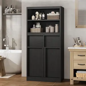 51" Tall Bathroom Cabinet with Doors & 2 Drawers – Floor Storage Cabinet Freestanding – Tall Organizer for Bathroom, Living Room, Kitchen & Pantry