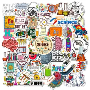 50 sheets of personalized science cartoon stickers for chemical equipment and laboratory use, suitable for computers