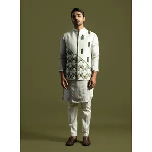 Oyster gray nehru jacket set