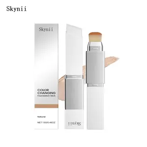 Skynii Blanc Cover Cream Stick V - Color Changing Foundation Stick with Volufiline - Hydrating Concealer Base Makeup, Dual-Ended with Built-in Brush, Portable for Daily Use (Natural)