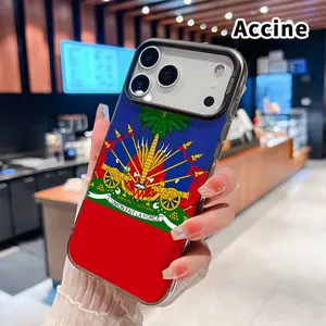Phone Case for iPhone 17 16 15 14 Pro Max 13 12 11 XR XS Plus Air E Haiti's Symbolic Crest Pattern Shockproof Silicone PC Back Protective Smartphone Cover Cellphone Protective