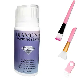 Diamond Art Painting Sealer with 3 Brushes, 5D Diamond Art Glue for Permanent Shine, DIY Craft Supplies, Puzzle Sealant
