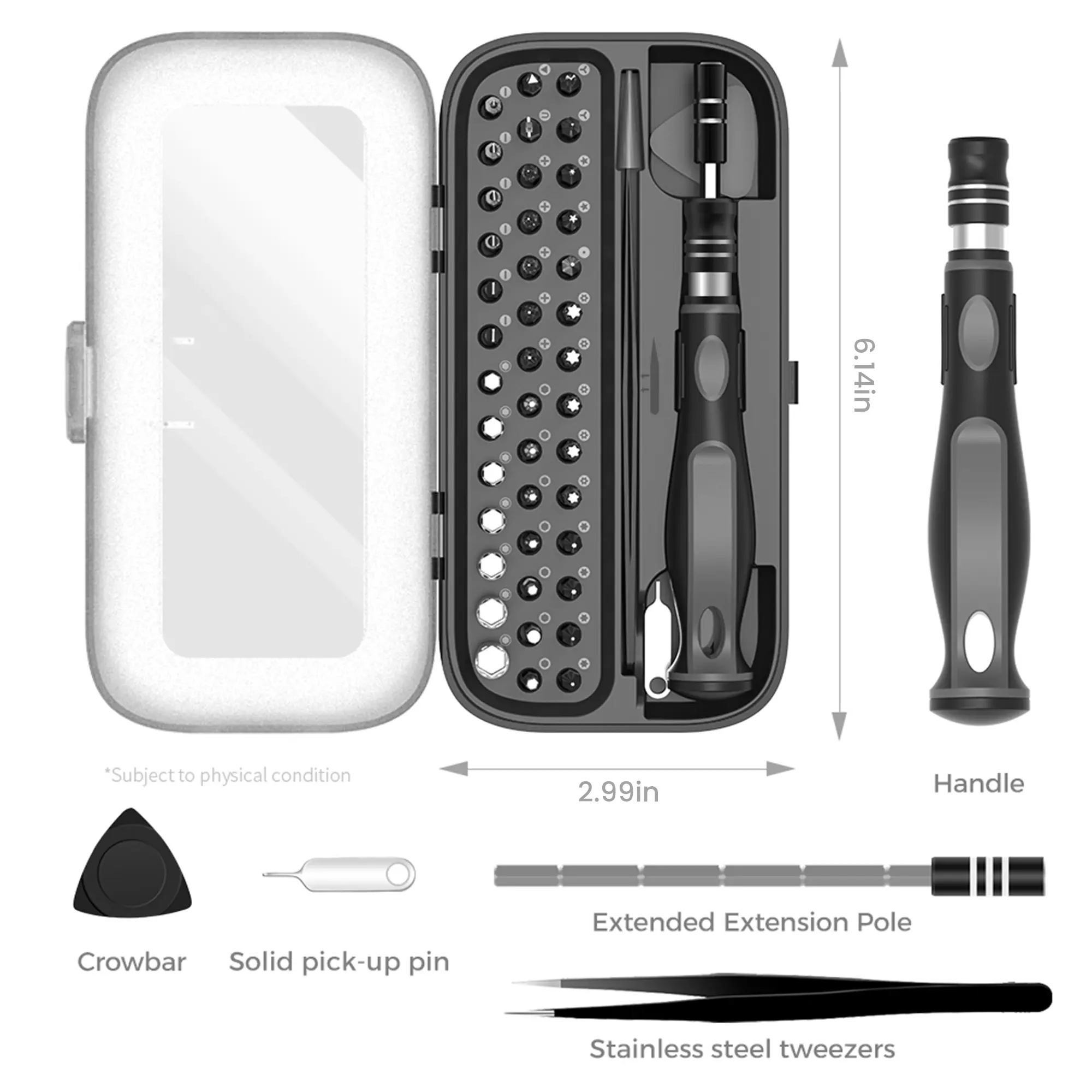 48-in-1 Precision Screwdriver Set with CRV Bits, Magnetic Driver, Pocket-Size Repair Tool Kit with Ergonomic Handle & Extension Rod for Phone, Laptop, Glasses, Watch, Camera, DIY Gifts