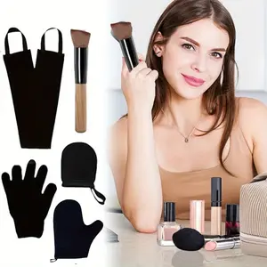 5 Pcs Self Tanning Mitt Set with Tan Glove, Back Lotion Applicator, Face Mitt, Exfoliating Glove