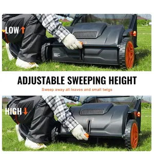 Push Lawn Sweeper, 21inch Leaf & Grass Collector, Strong Plastic Wheels & Heavy Duty Thickened Steel Durable to Use with Large Capacity 3.5 cu. ft. Mesh Collection Hopper Bag, 2 Spinning Brushes