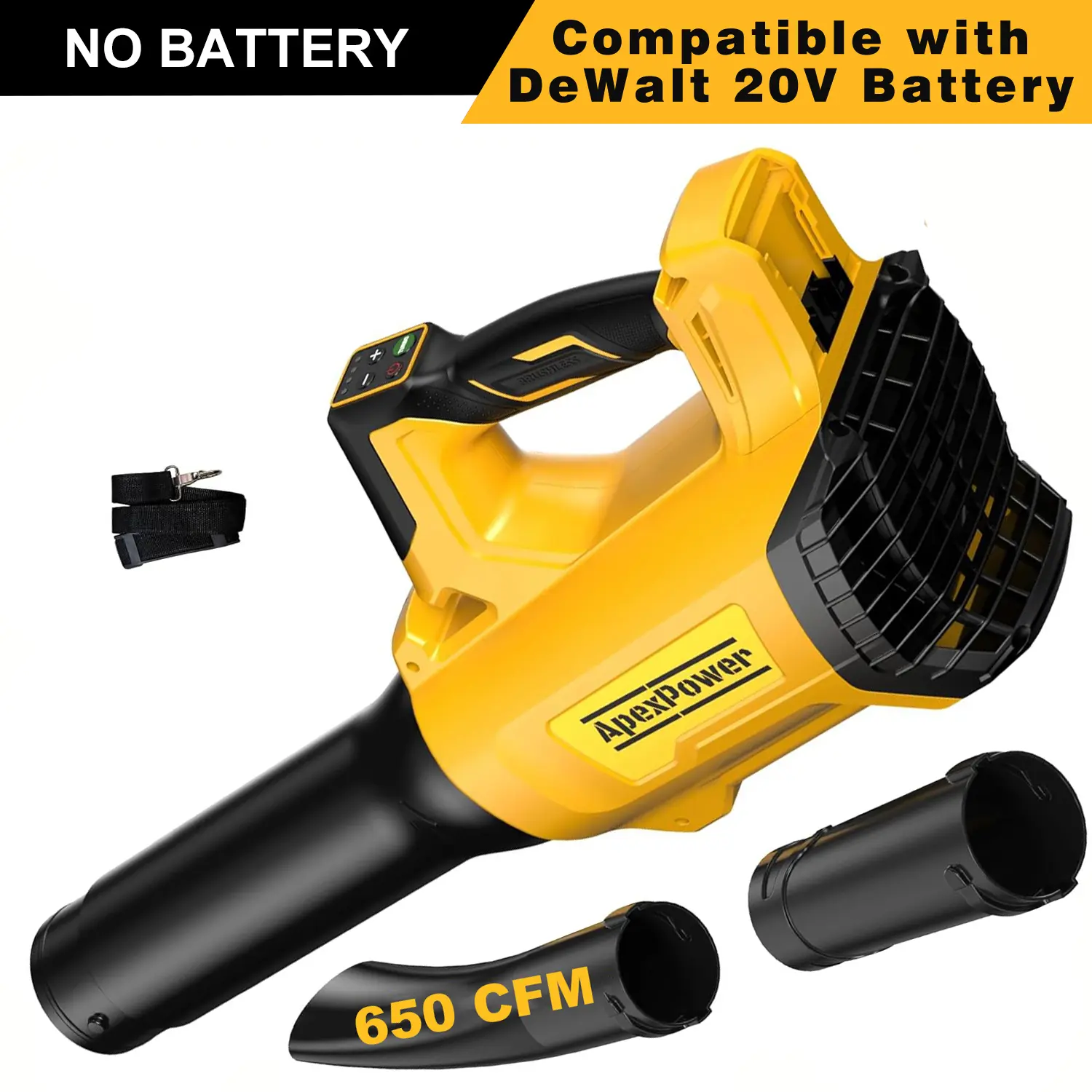 Cordless Leaf Blower, DEWALT 20V Max Battery Compatible, 650CFM Brushless Turbo Blower, Portable Adjustable Speed Tool for Home Lawn Cleanup, Snow Removal