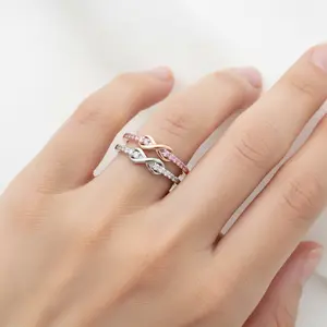 Forever Best Friends Pink Oath Infinity Symbol Ring Set Best Bitches Pinky Promise White Gold Plated Rings for Unbreakable Bond Matching Friendship Rings Adjustable Ring Eternal Love Symbol