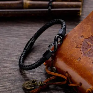 Infinity Leather Bracelet Black/Silver Bracelet Bracelet Leather Bracelet Infinity Bracelet