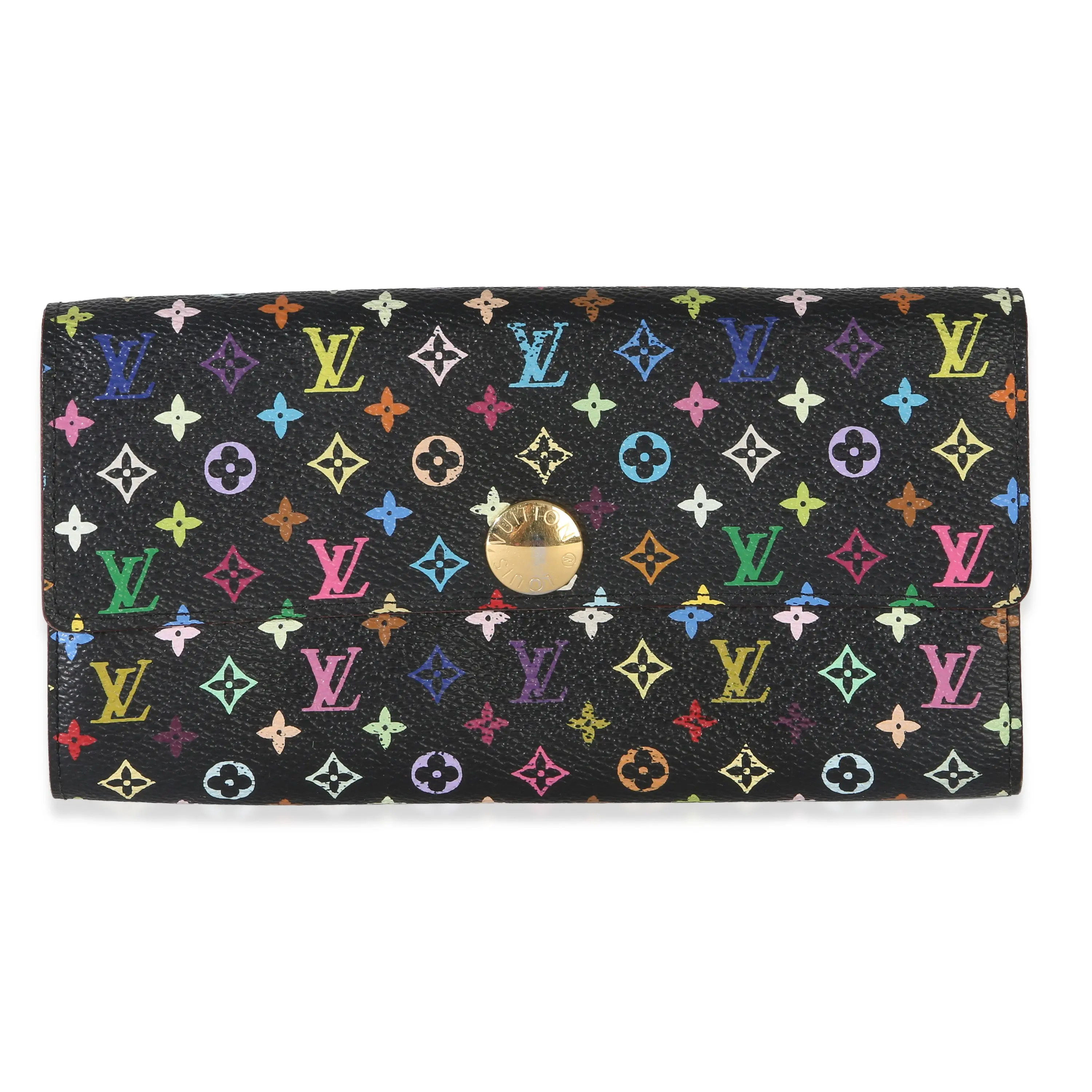 Pre-owned Coated Canvas Small Leather Goods Black Multicolore Monogram Canvas Sarah Wallet
