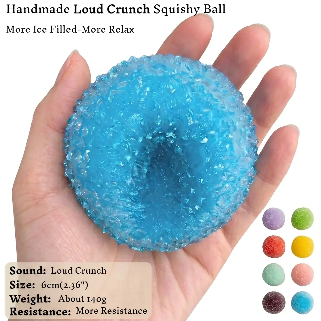 NNC4 Handcrafted Crystal Slushy Ball Squishy Toy — No‑Rebound Soft Squishy Stress Balls Grippie Set, Fidget Sensory Stress Relief for Relaxation, Anxiety & Therapy, ASMR Satisfying Gift Idea Party Favor Classroom Reward