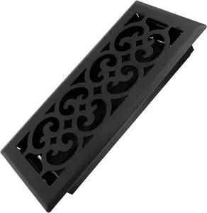 4x10 Inches Heavy Duty Walkable Floor Register Easy Adjust Air Supply Lever Floor Vents - Charlotte Design - Vent Cover for Home Floor - Matte Black