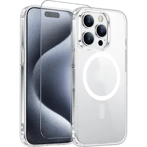 Phone Cases for iPhone 17 16 15 14 13 12 11 Pro Max 16E 16 Pro Max Compatible with MagSafe [Anti-Yellowing] [Military-Grade Protection] Shockproof Ultra-Thin Magnetic Phone Case Transparent iPhone 17 Pro Max Phone Case