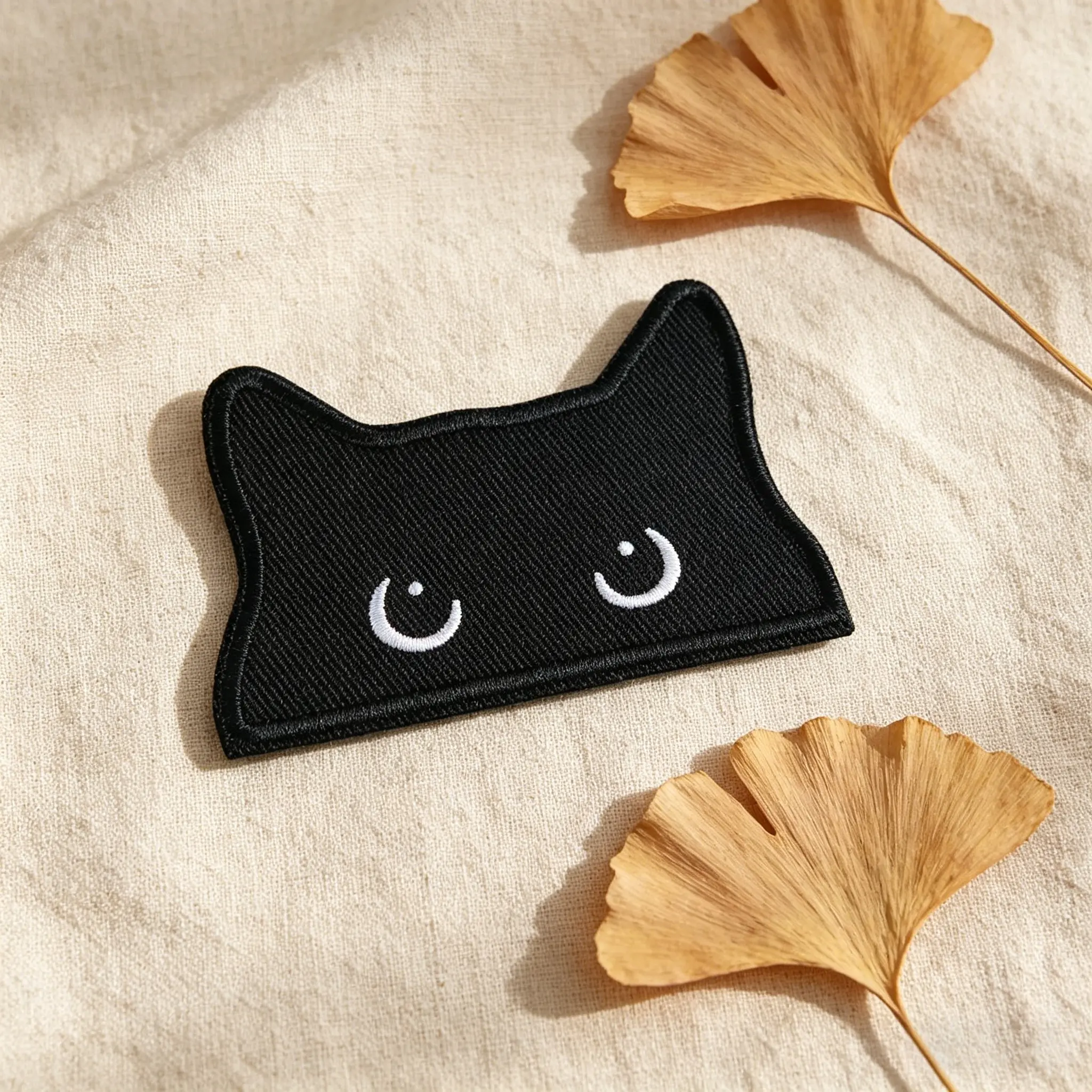 Peeking Black Cat Embroidered Design Patch Sticker, Embroidery Patches, Self-Adhesive Iron-On, Suitable for Clothes, Jackets, Hats, Accessories, DIY Fashion Decor