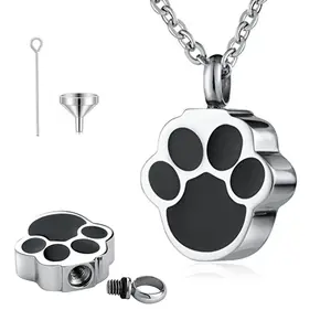 Pet Paw Print Cremation Necklace – Memorial Ashes Keepsake for Men & Women