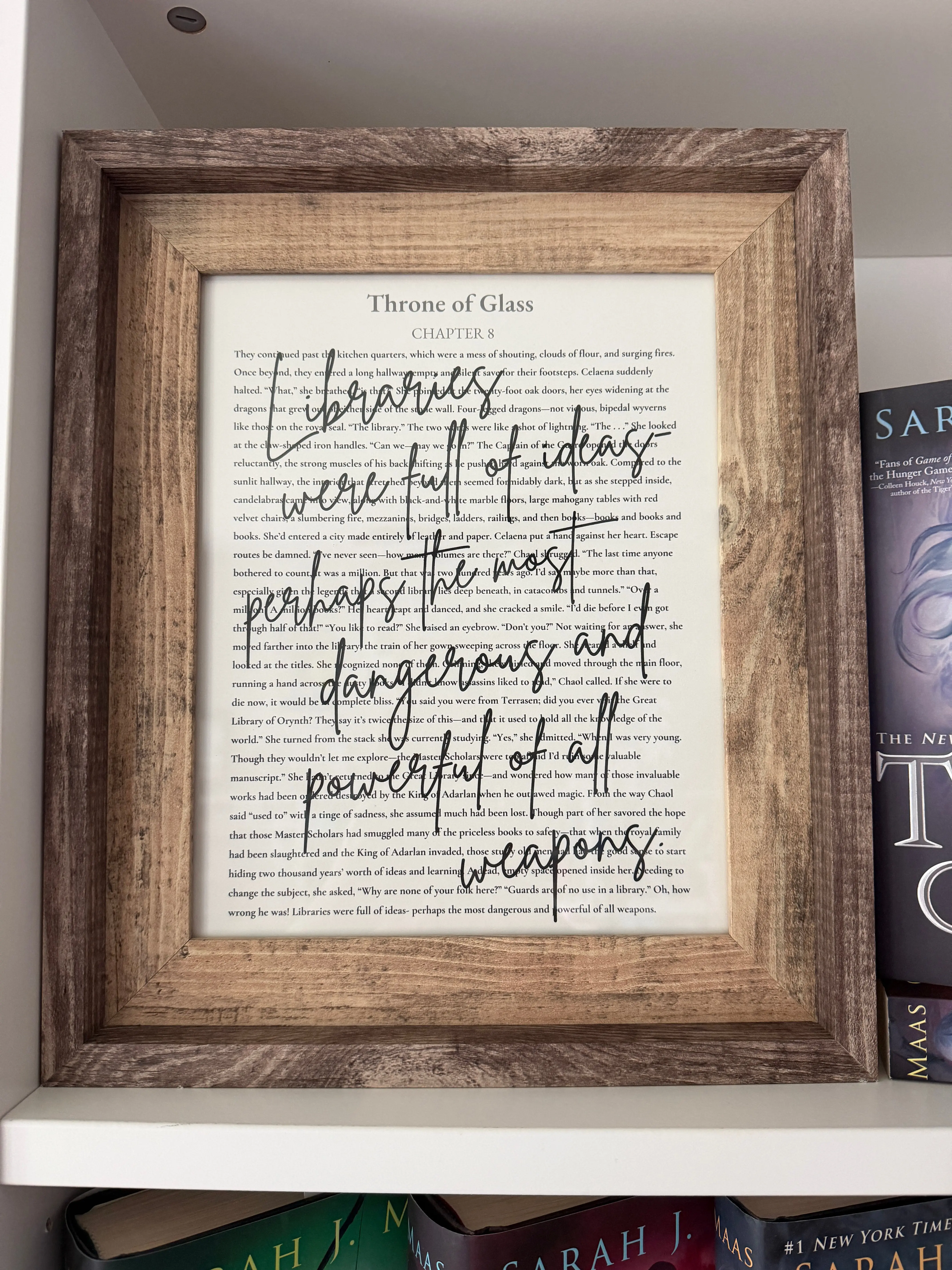 Bookish Frame | Throne of Glass Inspired Shelf Frame | "Libraries Were Full of Ideas" Quote Decor