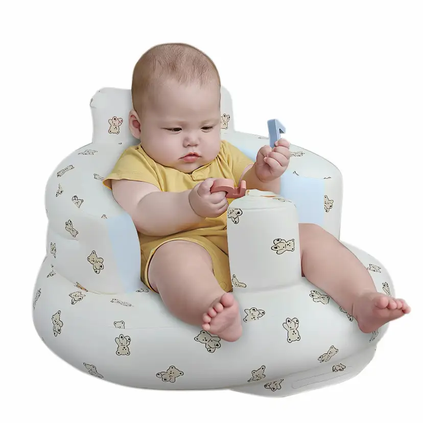 Inflatable Baby Chair, Inflatable Seat for Babies 3 Months and Up Summer, Baby Seat for Sitting Up, Blow Up Baby Floor Seat with Built in Air Pump