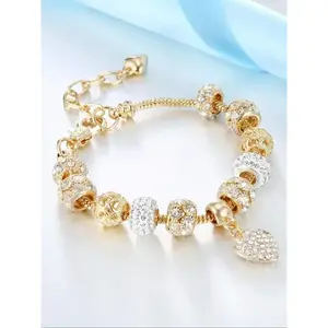 Summer 2024?Rhinestone Decorated Heart Charm Bracelet, Elegant All-match Jewelry for Girls Gift, Female Classic Fashion Accessories for Daily Wear