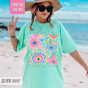 Comfort Colors Sunshine State of Mind T Shirt, Cute Summer Tshirt, Trendy Women's Tee, Gift for Her Graphic Tee Womenswear Cotton Fabric Fit Top Soft