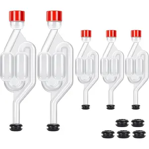 Airlocks for Fermenting, 5 Pack S Shape Fermentation Airlock High Transparency Air lock for Fermenting with 10 count Airlock Grommets Drilled 3/8'' Hole for Fermentation Bucket Fermenter Mason Jar