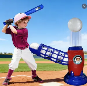 Kids Automatic Baseball Pitching Machine Set - Adjustable Launcher with Bat & 10 Balls | Beginner Sports Training Toy for Toddlers & Kids Ages 3+, Perfect Birthday & Outdoor Gift