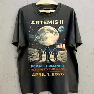 Comfort Colors Artemis II Mission 2026 Tee, NASA Moon Orbit Graphic Shirt, Space Exploration Gift for Him or Her, Astronaut Crew Commemorative Top