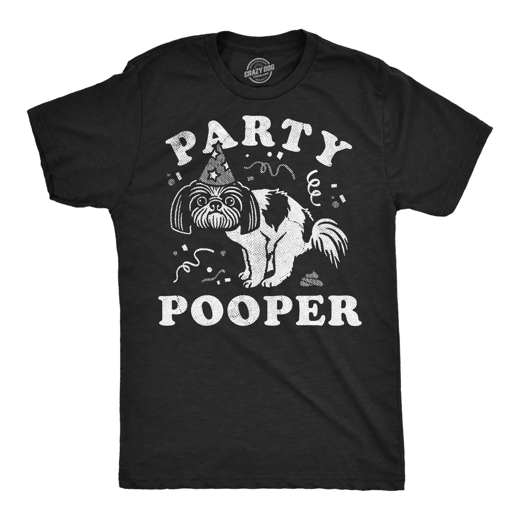 Mens Funny T Shirts Party Pooper Dog Sarcastic Graphic Novelty Tee for Men Mens Funny T Shirts Cool Vintage Fashion T-Shirt Gift Classic Menswear Sarcastic Apparel for Men Funny Dog Short Sleeve Novelty Tees Black -