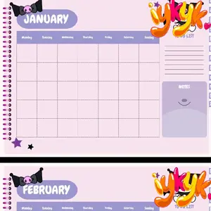 Cute customizable 12-Month Calendar