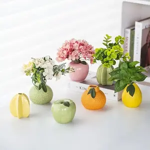 Unique Ceramic Fruit-Shaped Desktop Vase, Lemons, Oranges, Apples & Stars Design, Perfect for Home Office Decor & Centerpiece Ideas