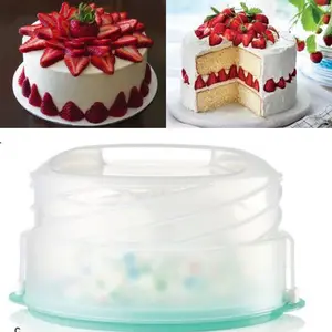 Tupperware Twistable Cake Taker Collapsible Bakeware Utensil for 1-3 Layer Cakes Expandable Design for Easy Storage & Freshness Black Base