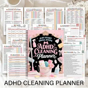 Adhd Cleaning Plan Book Spiral Bound, Color Coded Daily Weekly Monthly Annual Planner, Household Checklist Efficiency Log, Durable Cover Design