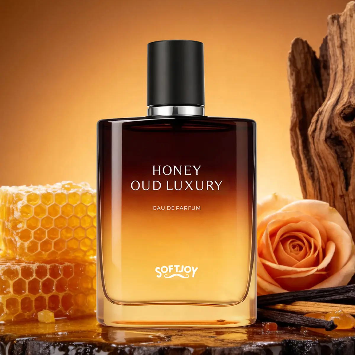 Honey Oud Luxury Eau De Parfum 90ml (3.04oz) | Honey, Oud, Bergamot, Amber, Vanilla, Musk | Long Lasting Luxury Fragrance for Men | Premium Gift