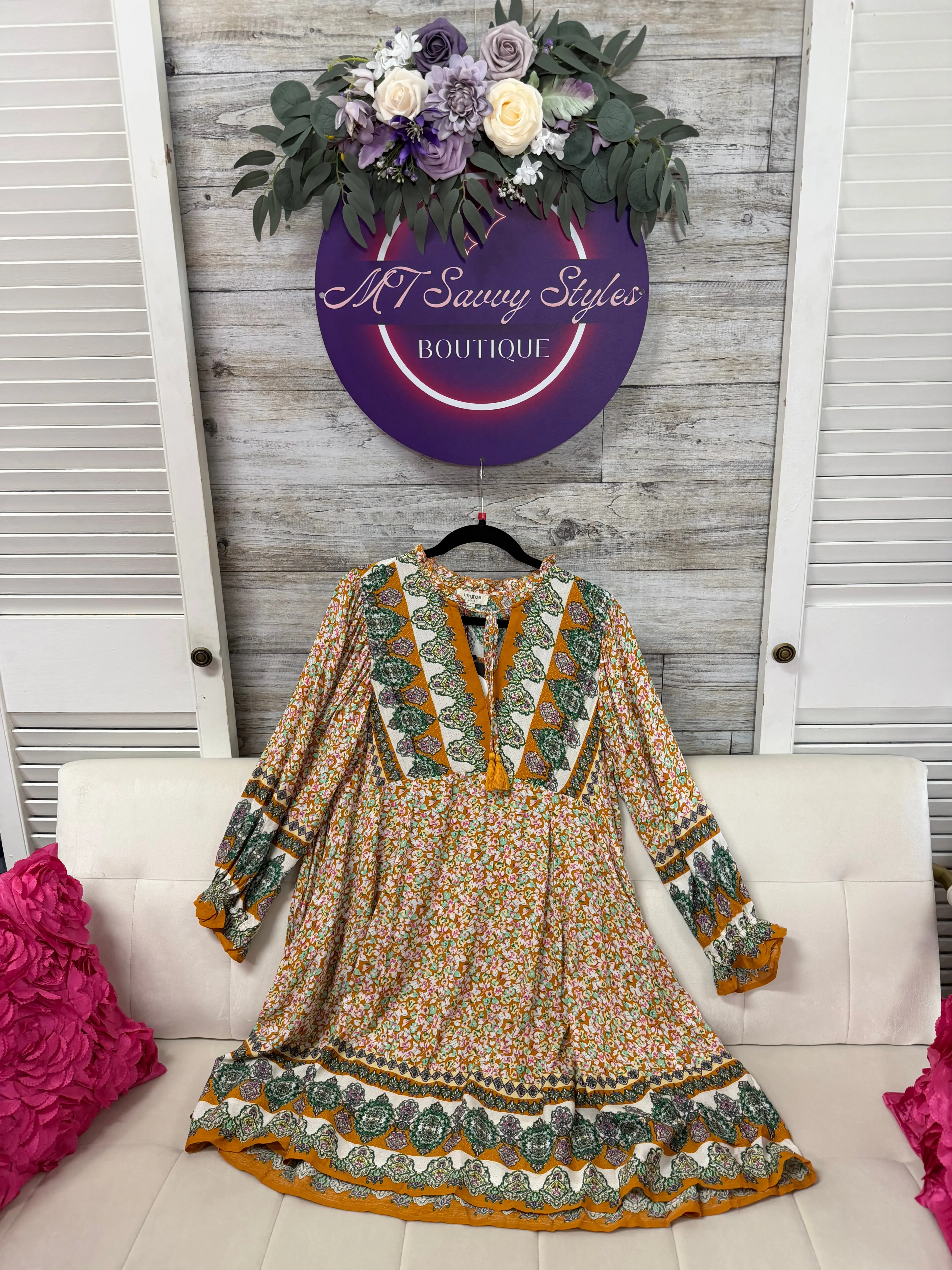Long sleeve boho dress umgee