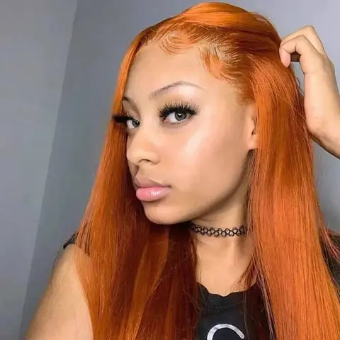 #350 Ginger 13x6 Lace Front Wigs Ginger Orange Body Wave HD Lace Wig Straight Human Hair Wigs With Natural Hairline