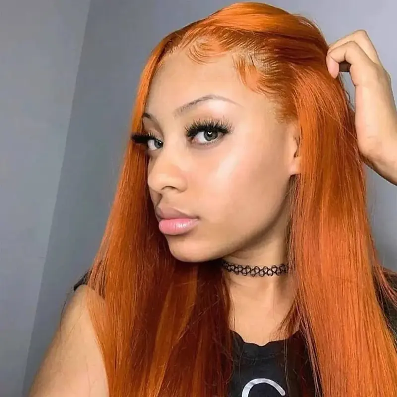 #350 Ginger 13x6 Lace Front Wigs Ginger Orange Body Wave HD Lace Wig Straight Human Hair Wigs With Natural Hairline