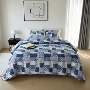 2/3 Piece Quilt Set (1 Blanket + 1/2 Filled Pillowcases), Patchwork Quilt, Lightweight Reversible Home Bedding, Comfortable Sleep Solution