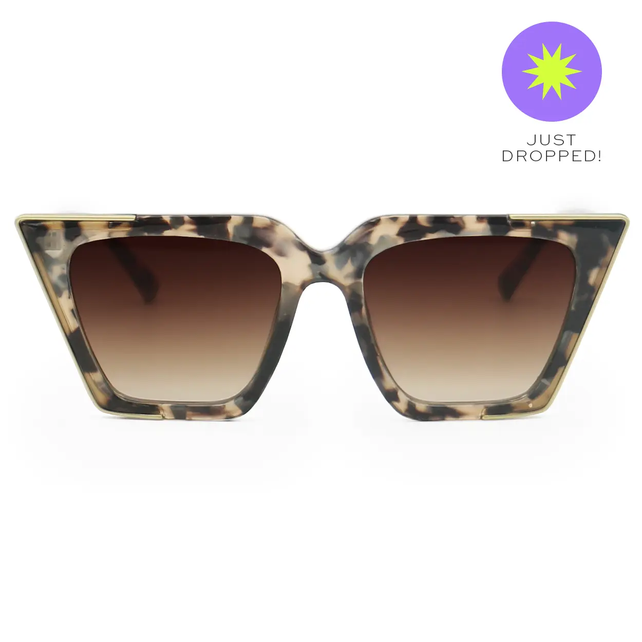 Topfoxx The CEO Women's Modern Geometric Cateye Sunglasses, Stylish Sustainable Tortoise Frame with Brown Lens, Stylish Accessories