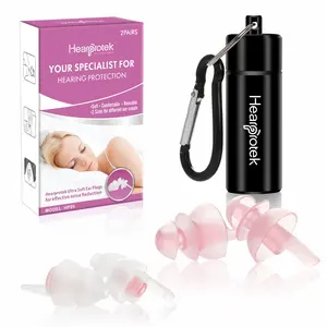 Hearprotek HP05 Sleeping Ear Plugs,2 Pairs Ear Plugs (32db & 30db) Ultra Soft Noise Reduction and Hearing Protection earplugs for Side Sleepers, snoring, Travel, Working, Safety (Pink) noise reduction noise cancellation reusable hearing