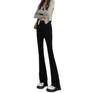 Weila Black Leggings Women's Spring and Autumn High Waist Petite Jeans Slim Fit Slim Bootcut Trousers Leggings Fabric Pants