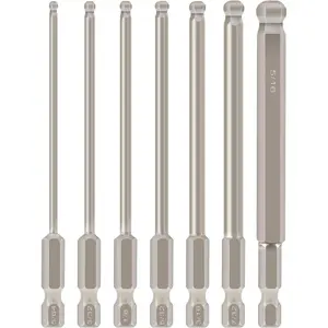 7pcs Magnetic Ball End Hex Screwdriver Bit Set, 5/64-5/16 in Sizes, 1/4 in Hex Shank, 100mm Long Allen Drill Bits