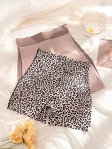Women's High-Waisted Leopard Print Underwear Set, Slim Fit Comfortable Casual Sporty Design, All-Season Everyday Wear Pack of 3