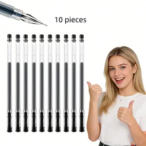 10pcs Large Capacity Diamond Tip Plastic Full Needle Tube Neutral Pen Signature Student Exam Use Carbon 0.5mm