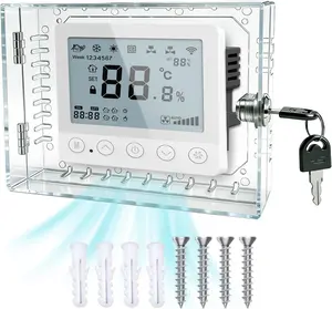 Universal Thermostat Lock Box with Key,Clear Large Thermostats Guard for Thermostat on Wall,Thermostat Cover Fits Thermostats 6.5" H x 4.72" W x 1.97" D or Smaller (1 Set)