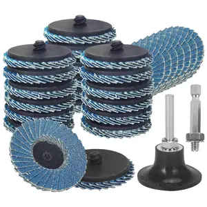20 count 2 inch Zirconia Mini Flap Disc Quick Change Sanding Discs Mix Set Include 40 60 80 120 Grit with 1/4" Disc Pad Holder for Rotary Tools  , Roll Lock Disc Attachments